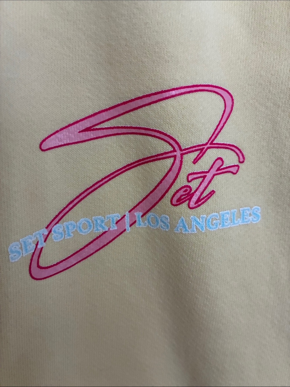SET Active Soft Yellow Fleece Joggers with Pink Script Logo - Picture 2 of 9